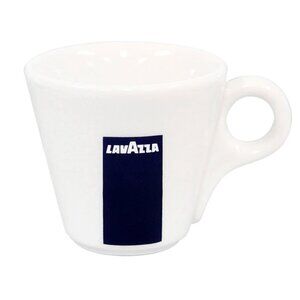 Lavazza Logo Porcelain Espresso Cup Mug White Navy Blue 2.25” x 2.5”